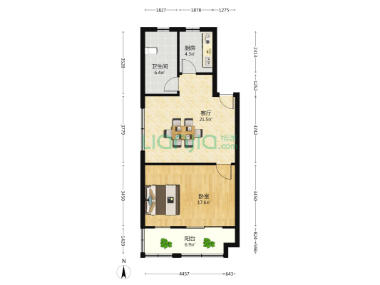 旭日花园 1室1厅1卫 67平方