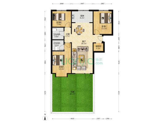 印象城，新小区，临火车站，近高铁，大三居，配套成熟-户型图