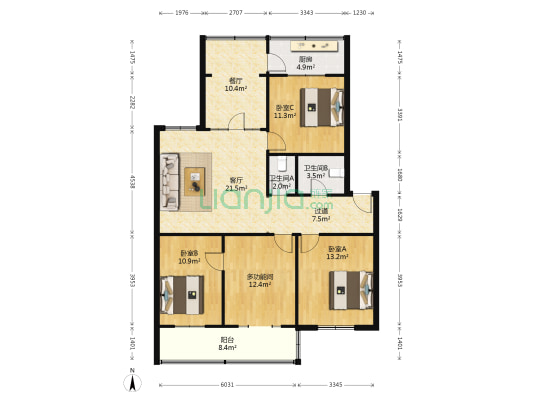永松路市政府小区 4室2厅2卫 121平方