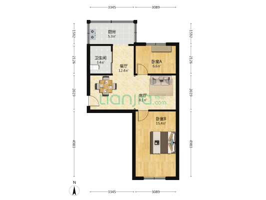 白杨路 2室2厅1卫 59平方