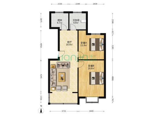 南城花园二区 2室1厅1卫 92平方