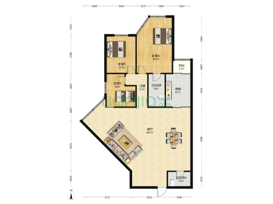 世贸中心 3室1厅2卫 189平方
