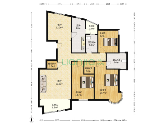 远征都市港湾 3室2厅2卫 160平方