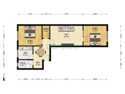 建工局西院 2室2厅1卫 57平方