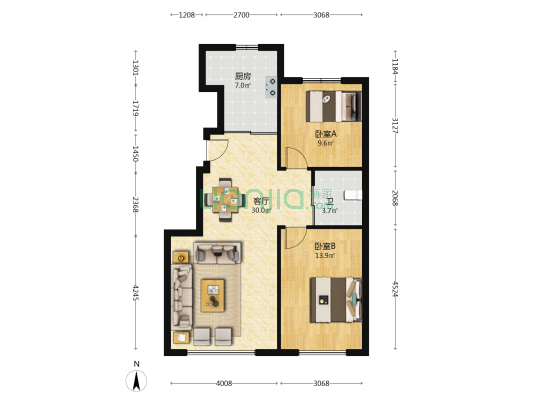 豪邦缇香名颂 2室1厅1卫 88平方