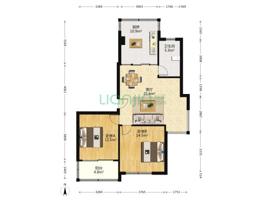 阳光丽苑一区 2室1厅1卫 102平方