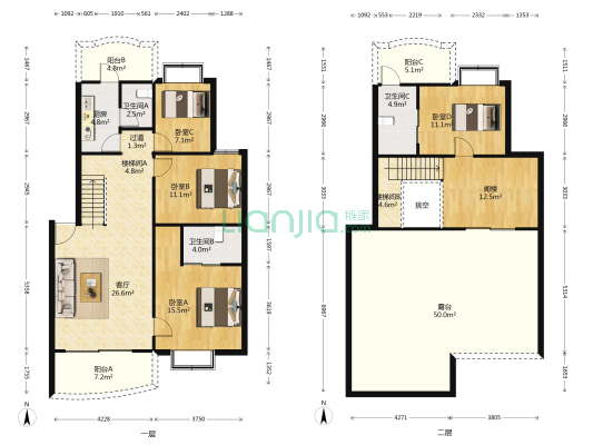富利花园 4室1厅3卫 150平方