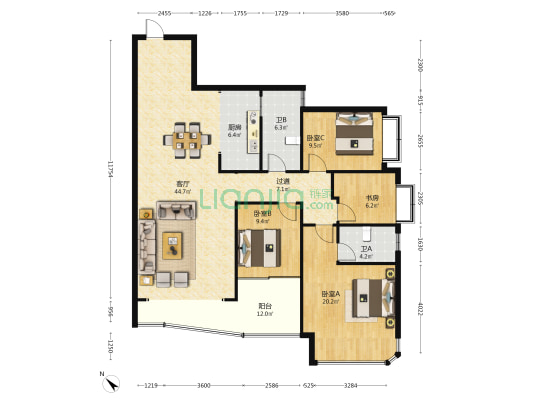 雅颂居 4室1厅2卫 150平方