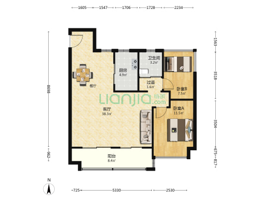 碧桂园星宸雅苑 2室1厅1卫 100平方