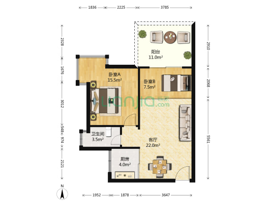 枫林蓝湾小区 2室1厅1卫 81平方