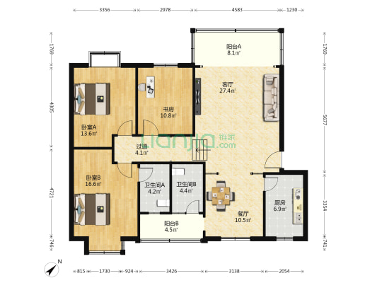 湖洲苑小区 3室2厅2卫 126平方