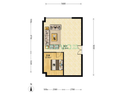 金潜广场 1室1厅0卫 83平方