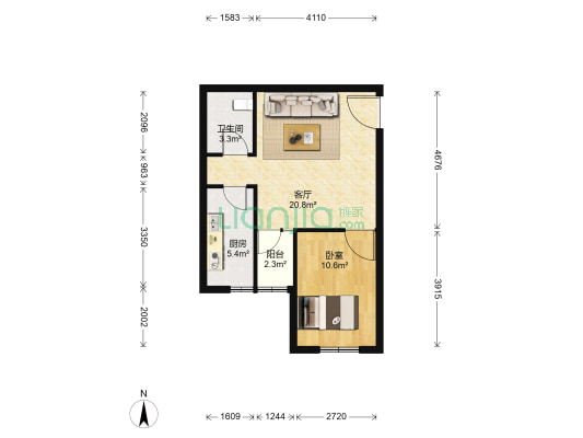 隆达新苑 1室1厅1卫 62平方