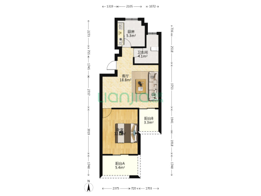 南池鉴园 1室1厅1卫 57平方
