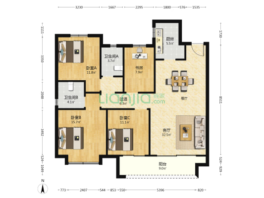 至善园东苑 4室1厅2卫 137平方
