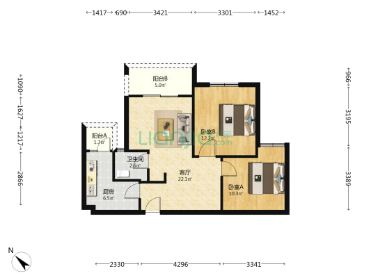 花香郡樾府 2室1厅1卫 71平方