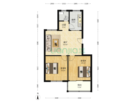 华丰小区 2室1厅1卫 77平方