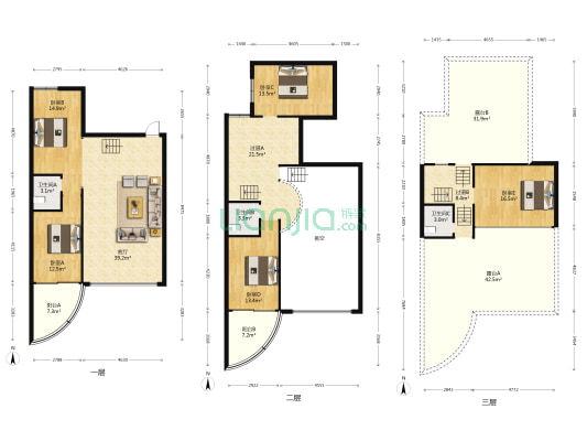 金田家园 5室1厅3卫 189平方