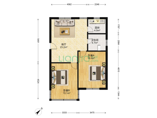 福汇一村 2室1厅1卫 78平方