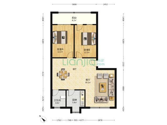 风华路朝华公寓 2室1厅1卫 94平方
