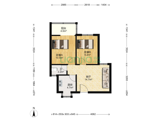 杨家坪西郊一村 2室1厅1卫 60平方