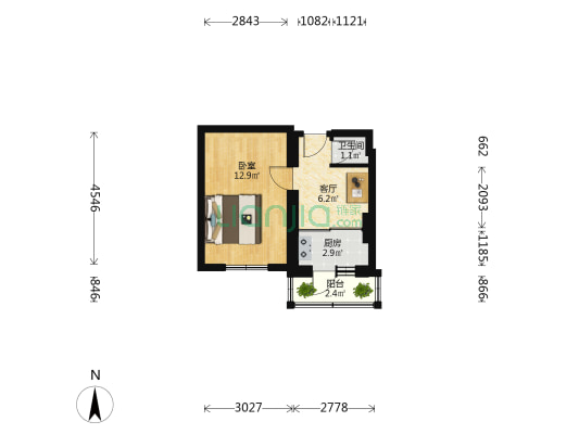 泰山路 1室1厅1卫 40平方