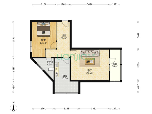 甘肃省公路总段家属院（周家庄） 1室1厅1卫 64平方