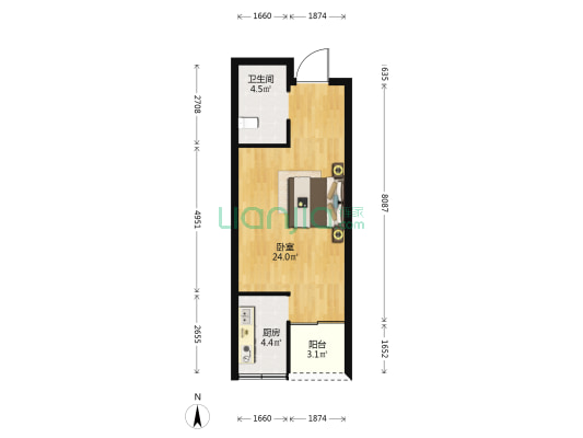 九峰时代 1室0厅1卫 47平方