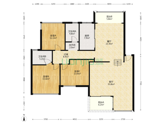 雅居乐雍华廷二期 3室2厅3卫 156平方