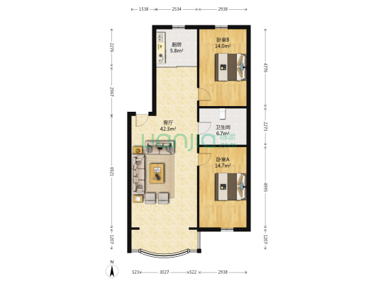交行名苑 2室1厅1卫 100平方
