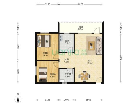 华兴路10号 2室1厅1卫 80平方