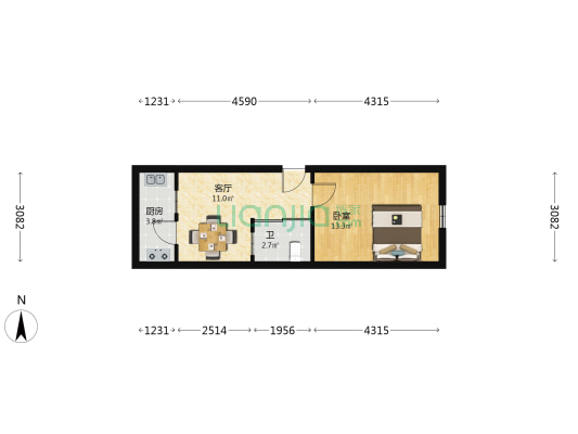 延庆小区 1室1厅1卫 40平方
