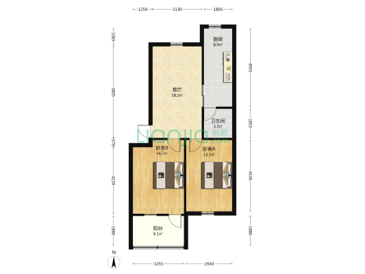 集贤南路西一巷 2室1厅1卫 78平方