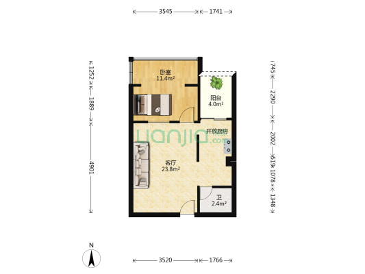 海湾城 1室1厅1卫 50平方