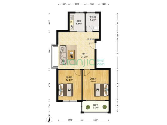 鲁发名城崇文郡 2室1厅1卫 89平方