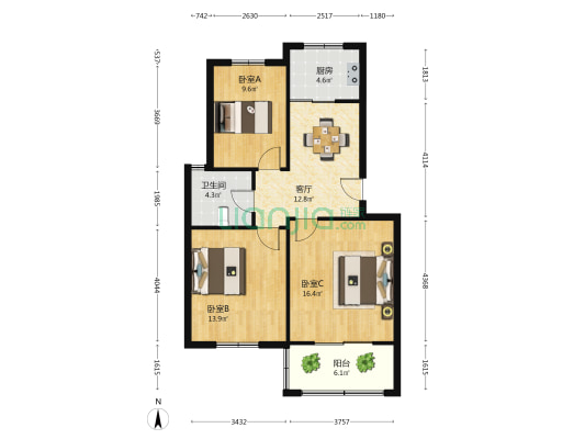 张家桥小区 3室1厅1卫 79平方