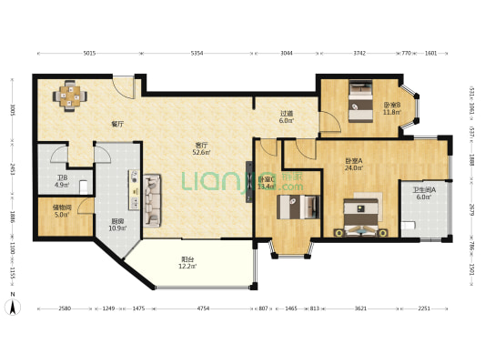 恒丰·一品 3室1厅2卫 180平方