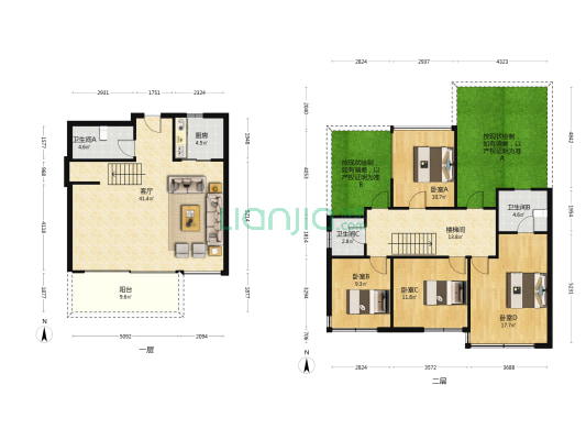 领地悦中心 4室1厅3卫 162平方
