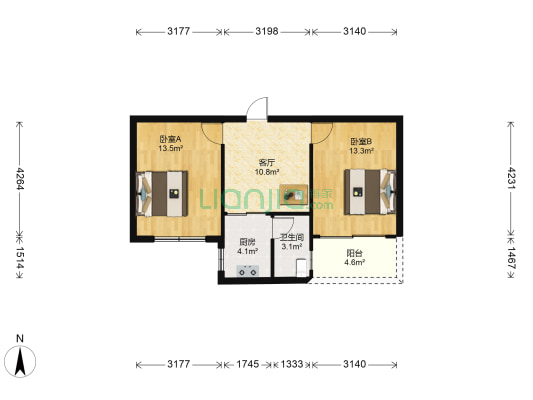 斗门新村 2室1厅1卫 58平方