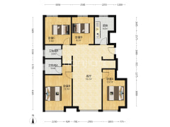 高铁板块南北通透四居室，三面宽朝南，一梯两户-涿州华远海蓝城二期户型图