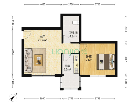 芙蓉苑一期(黄忠) 1室1厅1卫 57平方