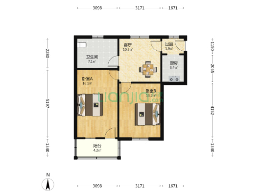 大庆新村三区 2室1厅1卫 70平方
