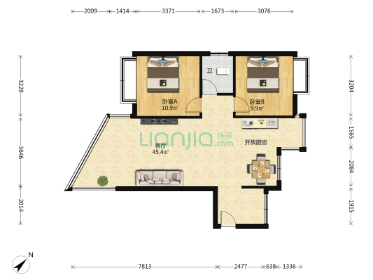 凯丰花园 2室1厅1卫 91平方