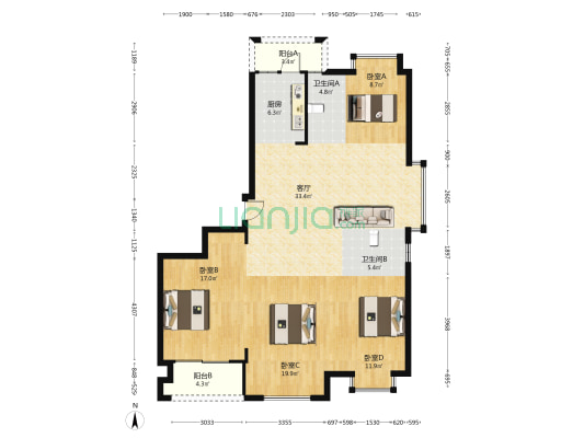 南瑞华庭 4室1厅2卫 148平方