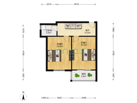 百汇新村 2室1厅1卫 99平方