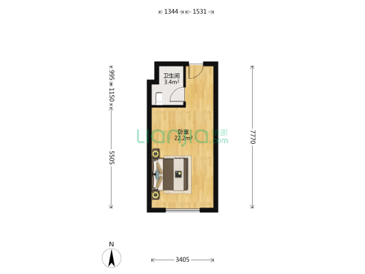 禾翔阳光小区 1室0厅1卫 34平方