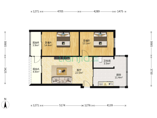 保安寺路50号 2室1厅1卫 81平方