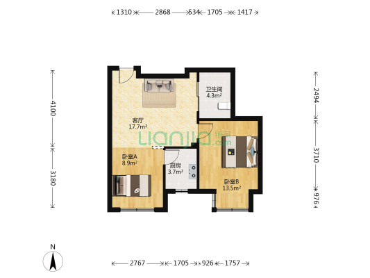 融和尊邸 2室1厅1卫 67平方