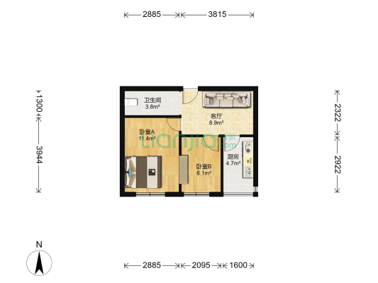德邻家园 2室1厅1卫 48平方