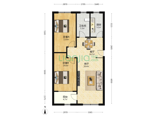 和平路12号 2室2厅1卫 94平方
